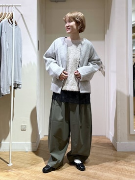 「アイテム（ノーカラーコート）」を使った、miyuさん（レディース・157cm・30代）の秋コーディネート