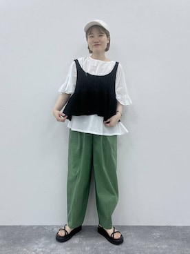 「アイテム（キャップ）」を使った、miyuさん（レディース・157cm）の春コーディネート