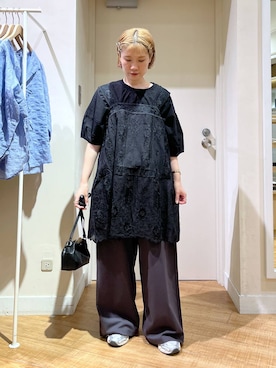 「アイテム（チュニック）」を使った、miyuさん（レディース・157cm）の秋コーディネート