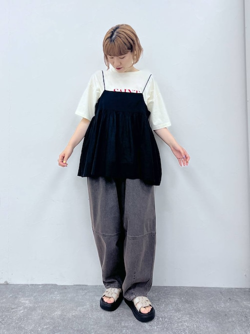 キャミソール 「natural by clip」コットンレーヨンギャザーキャミブラウス セール】《natural by clip》コットンレーヨンギャザーキャミ