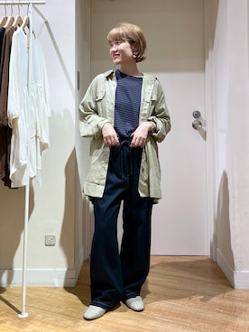 「studio CLIP（スタディオクリップ）の【接触冷感】ひんやりイージーストレートデニム《CLIP denim》（デニムパンツ）」を使った、miyuさん（レディース・157cm・30代）の秋コーディネート