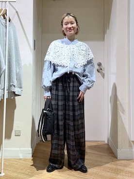 「アイテム（付け襟）」を使った、miyuさん（レディース・157cm）の秋コーディネート