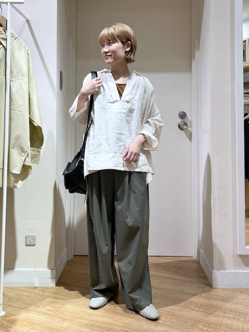 natural by clip リネンミニカラーギャザーブラウス 今季