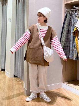 「natural by clip_studio CLIP」｜「アイテム（ニットキャップ/ビーニー）」を使った、miyuさん（レディース・157cm）の冬コーディネート