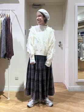 「アイテム（ハンチング/ベレー帽）」を使った、miyuさん（レディース・157cm・30代）の冬コーディネート