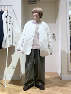 「クリップニット_studio CLIP」｜「アイテム（ブルゾン）」を使った、miyuさん（レディース・157cm）の冬コーディネート