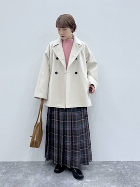 「アイテム（ピーコート）」を使った、miyuさん（レディース・157cm・30代）の秋コーディネート