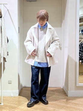 「アイテム（ピーコート）」を使った、miyuさん（レディース・157cm）の秋コーディネート