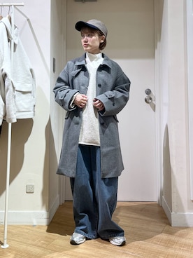 「アイテム（その他アウター、グレー系）」を使った、miyuさん（レディース・157cm）の冬コーディネート