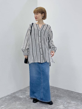 「アイテム（デニムスカート）」を使った、miyuさん（レディース・157cm・30代）の秋コーディネート