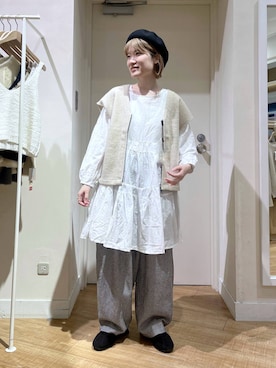 「アイテム（ハンチング/ベレー帽）」を使った、miyuさん（レディース・157cm）の冬コーディネート