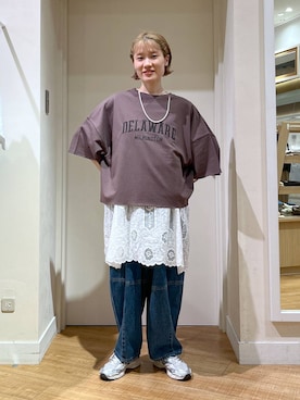 「アイテム（チュニック）」を使った、miyuさん（レディース・157cm・30代）の夏コーディネート