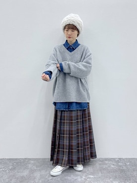 「アイテム（ニットキャップ/ビーニー）」を使った、miyuさん（レディース・157cm・30代）の秋コーディネート