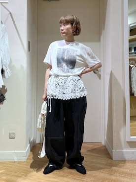 「アイテム（付け襟）」を使った、miyuさん（レディース・157cm）の夏コーディネート