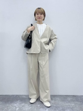 「アイテム（ノーカラージャケット）」を使った、miyuさん（レディース・157cm・30代）の冬コーディネート