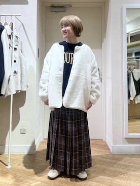 「クリップニット_studio CLIP」｜「アイテム（ブルゾン）」を使った、miyuさん（レディース・157cm）の冬コーディネート