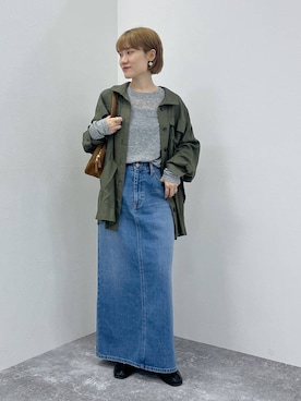 「アイテム（デニムスカート）」を使った、miyuさん（レディース・157cm・30代）の秋コーディネート