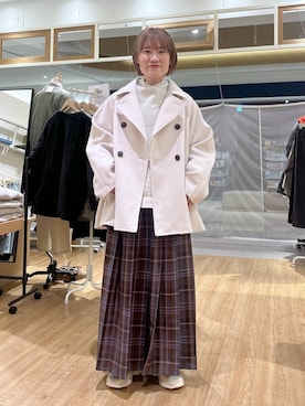 「アイテム（ピーコート）」を使った、miyuさん（レディース・157cm・30代）の冬コーディネート