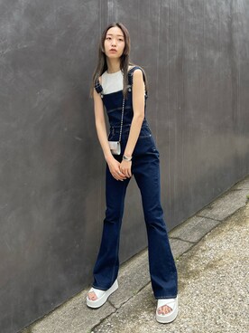 EMODA(エモダ)の「フレアデニムサロペット(サロペット EMODA(エモダ)の「フレアデニムサロペット(サロペット