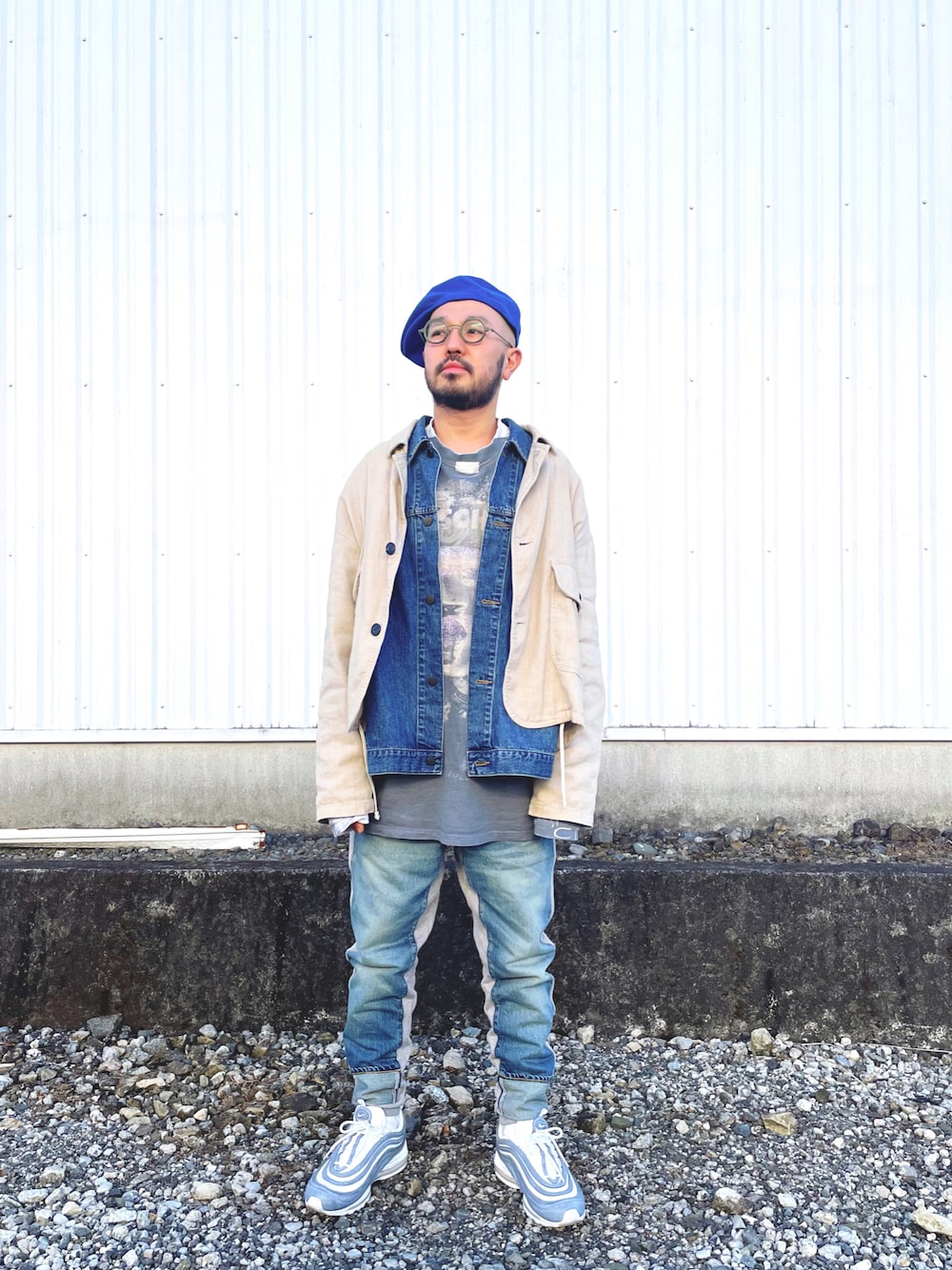 「COMME des GARCONS、Comme des Garcons SHIRT、JUNYA WATANABE COMME des GARCONS、Anne et Valentin、UNIQLO U、vetements、UNUSED」｜「ANNE ET VALENTINのアイテム（メガネ、グリーン系）」を使った、FUNAさん（メンズ・169cm）の冬コーディネートの1枚目の写真