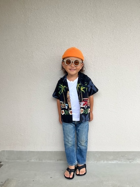 「Levi's（リーバイス）のアイテム（デニムパンツ、ブルー系）」を使った、MASAさん（キッズ・120cm）の春コーディネート