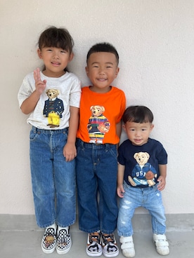 「Levi's（リーバイス）のアイテム（デニムパンツ、ブルー系）」を使った、MASAさん（キッズ・120cm）の春コーディネート