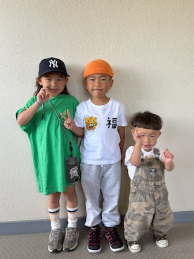 「NIKE（ナイキ）のアイテム（シューズ、ブラック系）」を使った、MASAさん（キッズ・120cm）の春コーディネート