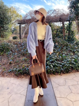 「NEUNA（ヌナ）のアイテム（ハット）」を使った、yunさん（レディース・165cm）の冬コーディネート