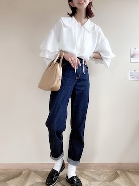 「ペグトップハイライズジーンズ」｜ゆんさん（レディース・165cm）の秋コーディネート