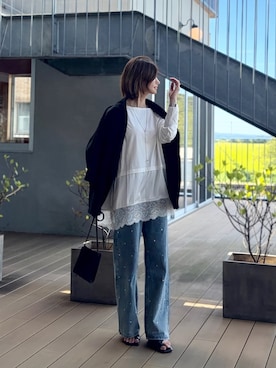 「Aunely（オーネリー）のアイテム（トップス）」を使った、yunさん（レディース・165cm）の夏コーディネート