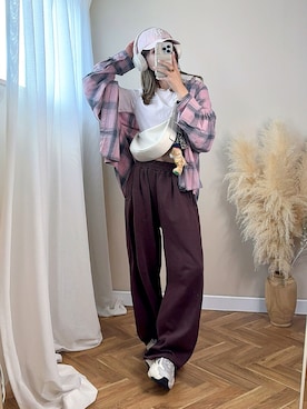 「アイテム（スウェットパンツ）」を使った、ゆんさん（レディース・165cm）の秋コーディネート