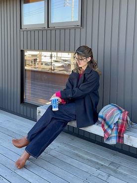 「アイテム（ピーコート）」を使った、ゆんさん（レディース・165cm）の冬コーディネート