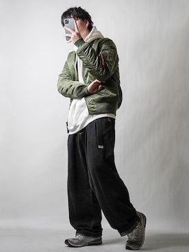 「ラフスタイル」｜「アイテム（MA-1）」を使った、tendon...🚶‍♂️さん（メンズ・168cm）の冬コーディネート