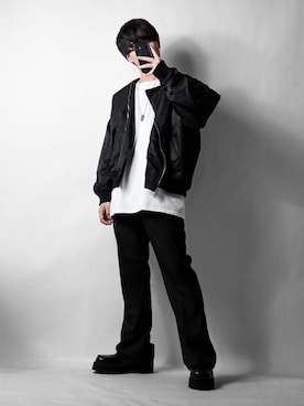 「CREARE -LINO-（クレアーレリノ）のアイテム（MA-1）」を使った、tendon...🚶‍♂️さん（メンズ・168cm）の秋コーディネート
