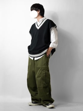 「JUNRED（ジュンレッド）のアイテム（ベスト）」を使った、tendon...🚶‍♂️さん（メンズ・168cm）の夏コーディネート