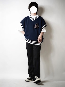 「ロゴニット」｜「アイテム（その他）」を使った、tendon...🚶‍♂️さん（メンズ・168cm）の春コーディネート