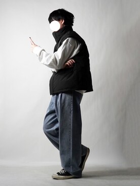 「CREARE -LINO-（クレアーレリノ）のアイテム（ダウンベスト）」を使った、tendon...🚶‍♂️さん（メンズ・168cm）の冬コーディネート
