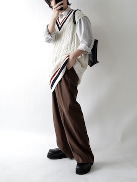 「EDWIN（エドウィン）のアイテム（スラックス）」を使った、tendon...🚶‍♂️さん（メンズ・168cm）の春コーディネート