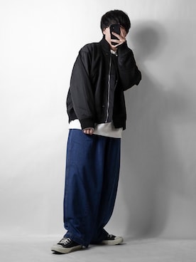「CREARE -LINO-（クレアーレリノ）のアイテム（MA-1）」を使った、tendon...🚶‍♂️さん（メンズ・168cm）の秋コーディネート