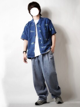 「URBAN RESEARCH Sonny Label（アーバンリサーチサニーレーベル）の『吸水速乾』セオαグラフィック半袖シャツ（シャツ/ブラウス）」を使った、tendon...🚶‍♂️さん（メンズ・168cm）の夏コーディネート