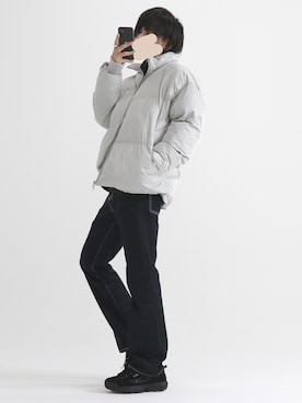 「remer（リメール）のアイテム（ダウンジャケット/コート）」を使った、やそさん（メンズ・181cm）の冬コーディネート