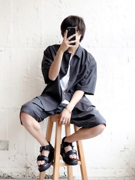 「LIDNM（リドム）のMULTI CHAIN BRACELET（ブレスレット）」を使った、やそさん（メンズ・181cm）の夏コーディネート