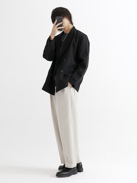 「remer（リメール）のアイテム（テーラードジャケット）」を使った、やそさん（メンズ・181cm）の冬コーディネート