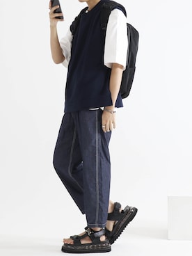 「LIDNM（リドム）のMULTI CHAIN BRACELET（ブレスレット）」を使った、やそさん（メンズ・181cm）の春コーディネート