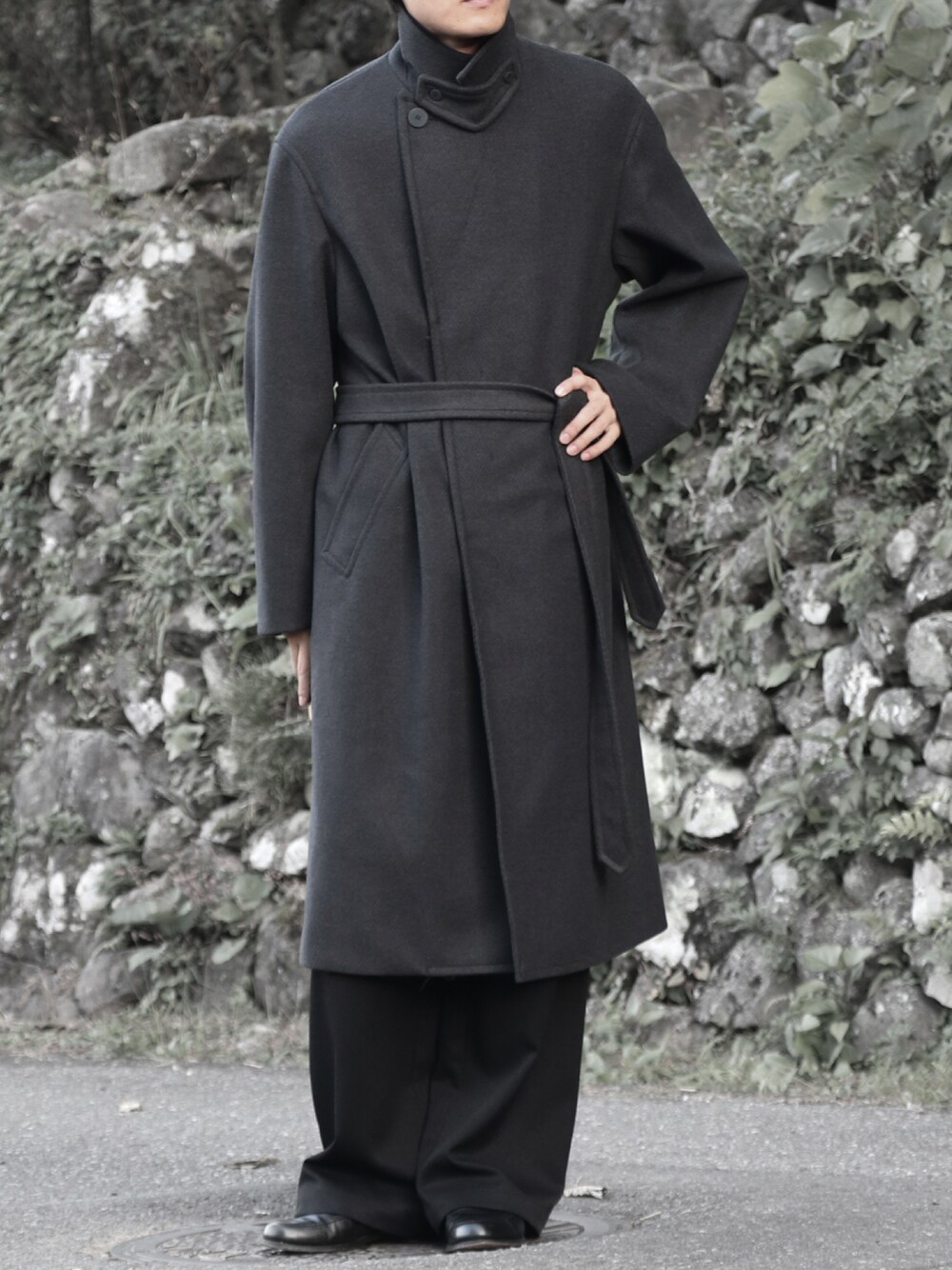 SMOOTH HERRINGBONE MAXI OVER COAT コート SMOOTH HERRINGBONE MAXI OVER COAT（チェスターコート）｜WYM