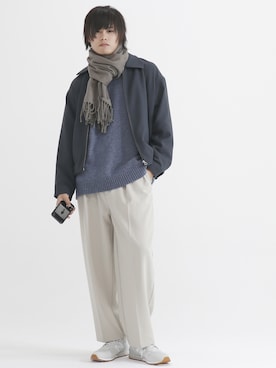 「青×白」｜「アイテム（ブルゾン）」を使った、やそさん（メンズ・181cm）の秋コーディネート