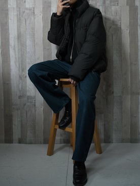 「CALLNE（カルネ）のアイテム（ダウンジャケット/コート）」を使った、やそさん（メンズ・181cm）の冬コーディネート