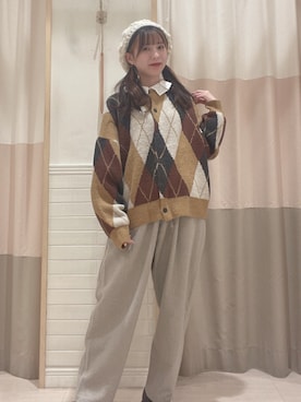 「いいね返し」｜「アイテム（ハンチング/ベレー帽）」を使った、はるなさん（レディース・154cm）の秋コーディネート