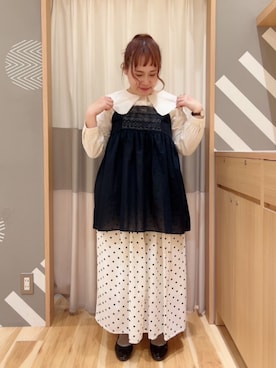 「スカラップ」｜「アイテム（チュニック）」を使った、miki𓆸 𓂂.さん（レディース・154cm）の秋コーディネート