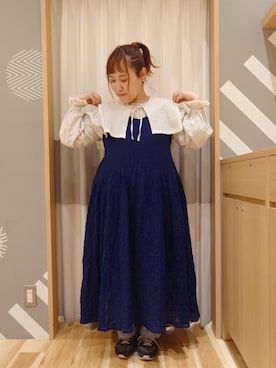 「ゆべしコラボ」｜「アイテム（ワンピース/ドレス）」を使った、miki𓆸 𓂂.さん（レディース・154cm）の秋コーディネート